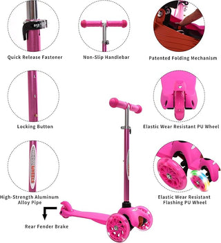 Mega Glidekick Scooter with LED Lights: Pink