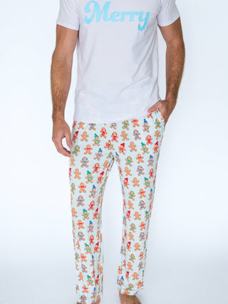 SoftSnooze™ Adult Bamboo Viscose Blue Gingerbread Buddies Pajama Pants