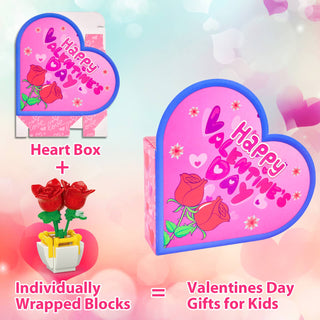 Kids' Valentine Heart Box & Flower Heart Block Sets - Pack of 24