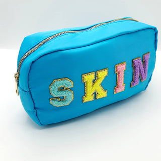 SKIN Varsity Patch Cosmetic Bag – Large Makeup, Skincare & Toiletry Travel Organizer