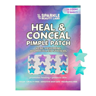 Holographic Star Hydrocolloid Pimple Patches (26 Count) – Cute Acne Spot Stickers for Blemish Care, Oil Absorption & Skin Protection