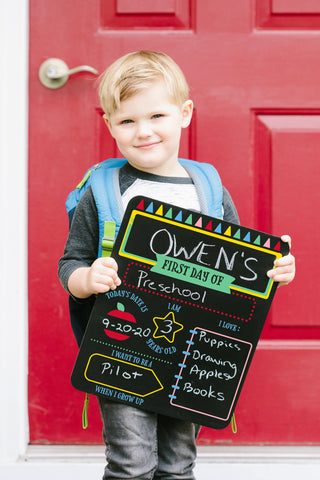 First & Last Day of School Chalkboard Sign – Reusable Back to School Photo Prop & School Memory Board