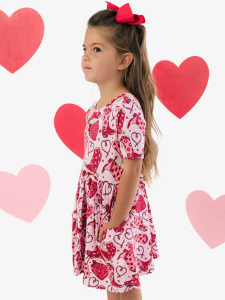 Short Sleeve Knit Twirl Dress in Lasso Love