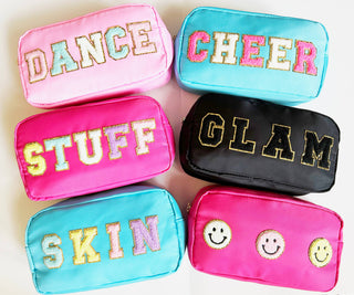 SKIN Varsity Patch Cosmetic Bag – Large Makeup, Skincare & Toiletry Travel Organizer