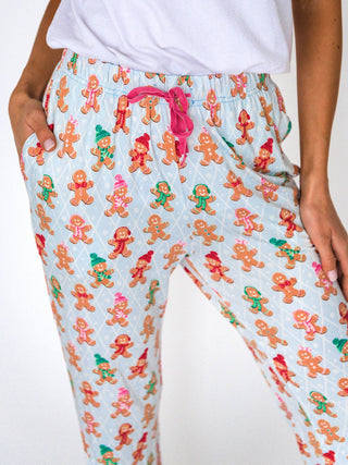 SoftSnooze™ Adult Bamboo Viscose Pink Gingerbread Buddies Pajama Pants