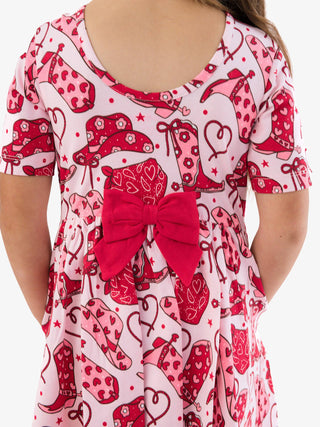 Short Sleeve Knit Twirl Dress in Lasso Love