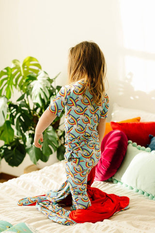 Bamboo Short Sleeve PJ Set: Rainbow Slides