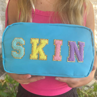 SKIN Varsity Patch Cosmetic Bag – Large Makeup, Skincare & Toiletry Travel Organizer