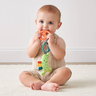 Itzy Pal™ Parker the Pickle Teether Toy – Plush Sensory Baby Toy with Silicone Teether, Crinkle Sounds &amp; Textured Ribbons