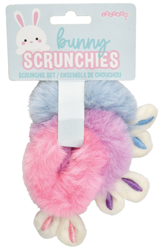 Bunny Scrunchies with packaging on a white background