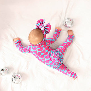 Cora Ruffle One Piece Valentines Day Bamboo Convertible Lounge Set with Two Way Zipper