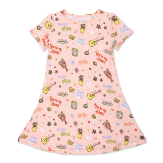 Bamboo Girls' Short Sleeve Dress Friends Forever