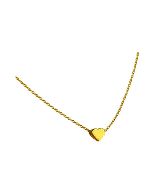 Gold heart-shaped pendant necklace on a white background