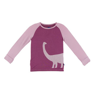 Bamboo Raglan Tee: Amethyst Sauropod