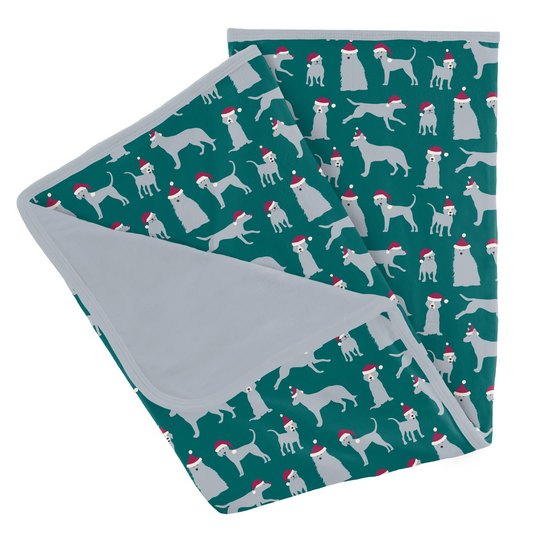 Bamboo Print Stroller Blanket: Cedar Santa Dogs