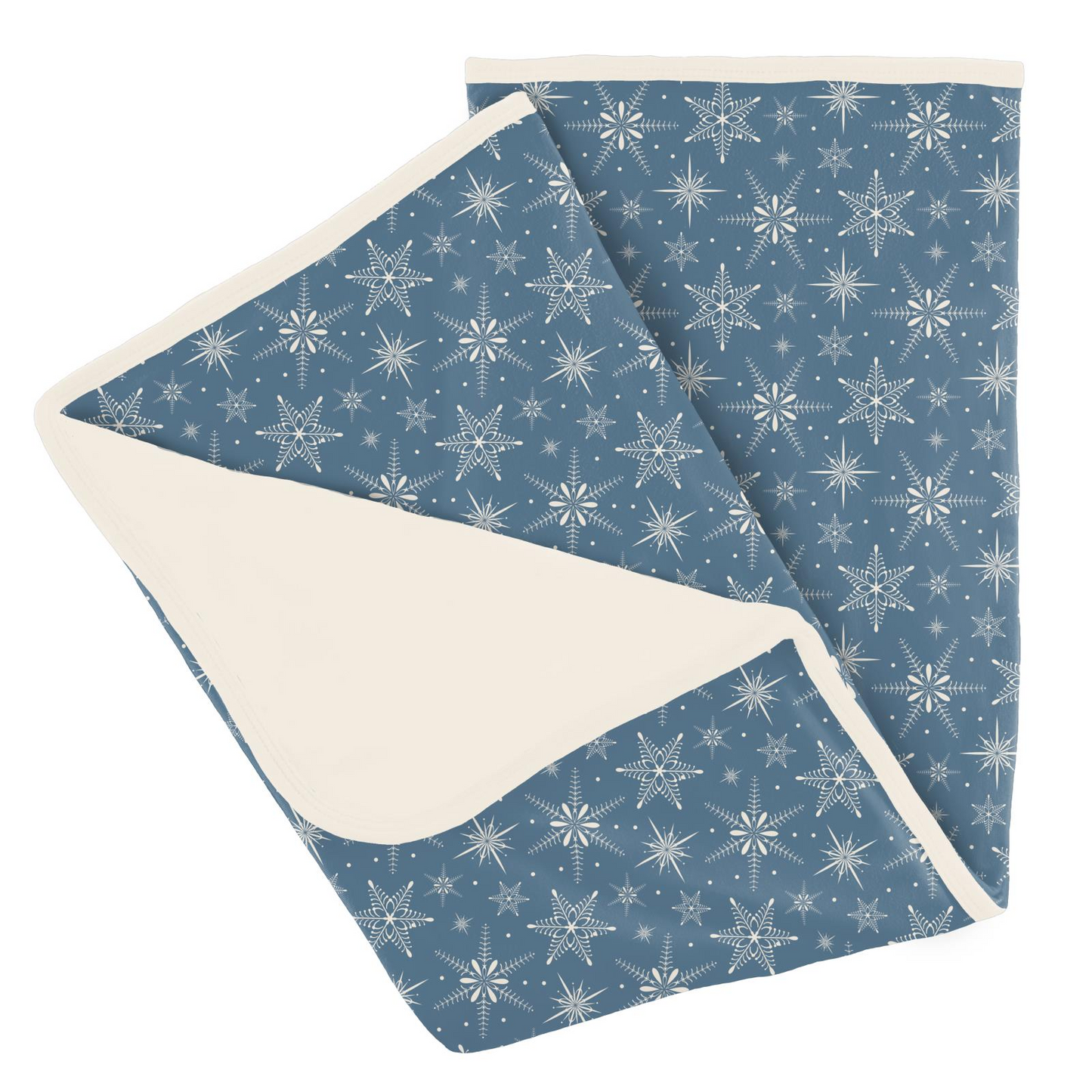 Kickee Pants Print Stroller Blanket: Parisian Blue Snowflakes