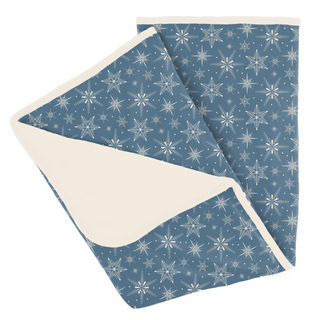 Bamboo Print Stroller Blanket: Parisian Blue Snowflakes