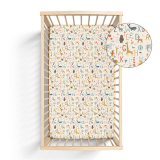 Grow with Me Crib to Twin Fitted Sheet in Animal Alphabet