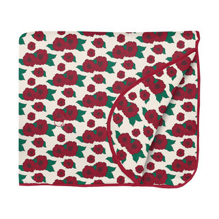 Fluffle Throw Blanket with Embroidery in Holiday Poppies