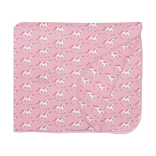 Kickee Pants Fluffle Throw Blanket with Embroidery: Cake Pop Prancing Unicorn