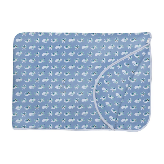 Fluffle Throw Blanket with Embroidery: Dream Blue Axolotl