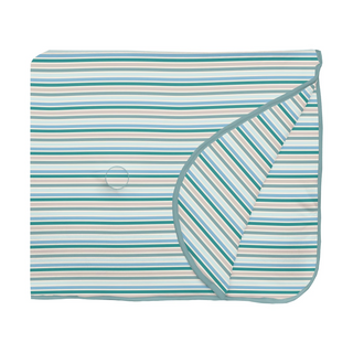 Print Fluffle Throw Blanket with Embroidery Lakeside Stripe