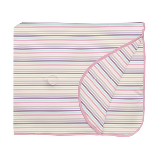 Print Fluffle Throw Blanket with Embroidery Ice Cream Stripe