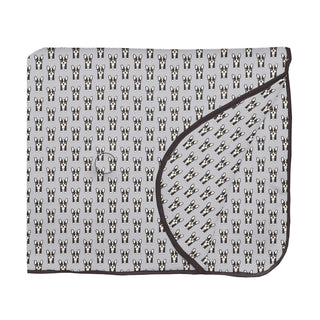 Fluffle Throw Blanket with Embroidery in Dove Bulldogs