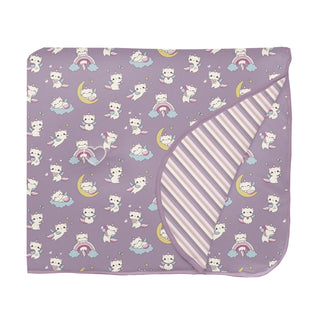 Fluffle Throw Blanket with Embroidery in Lavender Caticorn