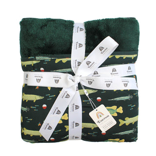 Gone Fishing Twin Bamboo and Fleece Throw Blanket