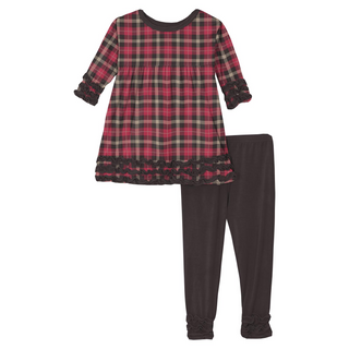 Bamboo Long Sleeve Babydoll Outfit Set: 90s Plaid