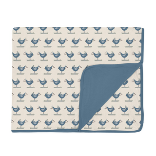 Bamboo Print Toddler Blanket: Natural Ski Birds