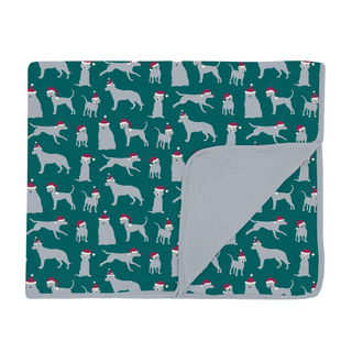 Bamboo Print Toddler Blanket: Cedar Santa Dogs