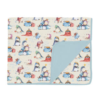 Toddler Blanket in Natural Silly Penguins