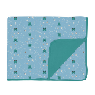 Toddler Blanket Seaside Blue Frogs & Flies