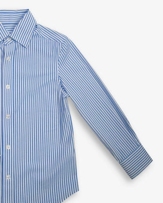 Blue Pinstripe Standard Stretch Shirt – Boys Wrinkle-Free Button Down Dress Shirt