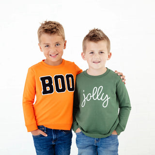 Children’s Jolly/Boo Seasonal Crew Neck Set – Halloween & Christmas Bamboo Sweatshirts
