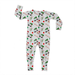 Bamboo Convertible Footie with 2-Way Zipper in Christmas EMS