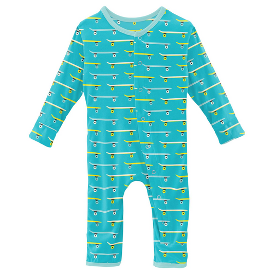 Kickee Pants Print Coverall with Snaps: Confetti Skateboard
