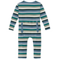 Print Coverall with Snaps: Snowy Stripe