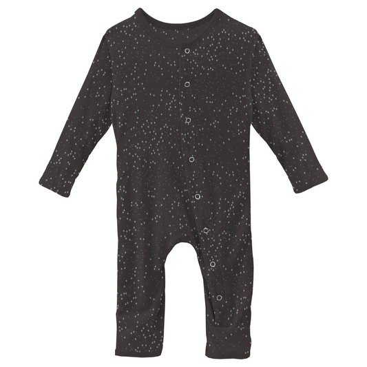 Kickee Pants Print Coverall with Snaps: Midnight Foil Constellations