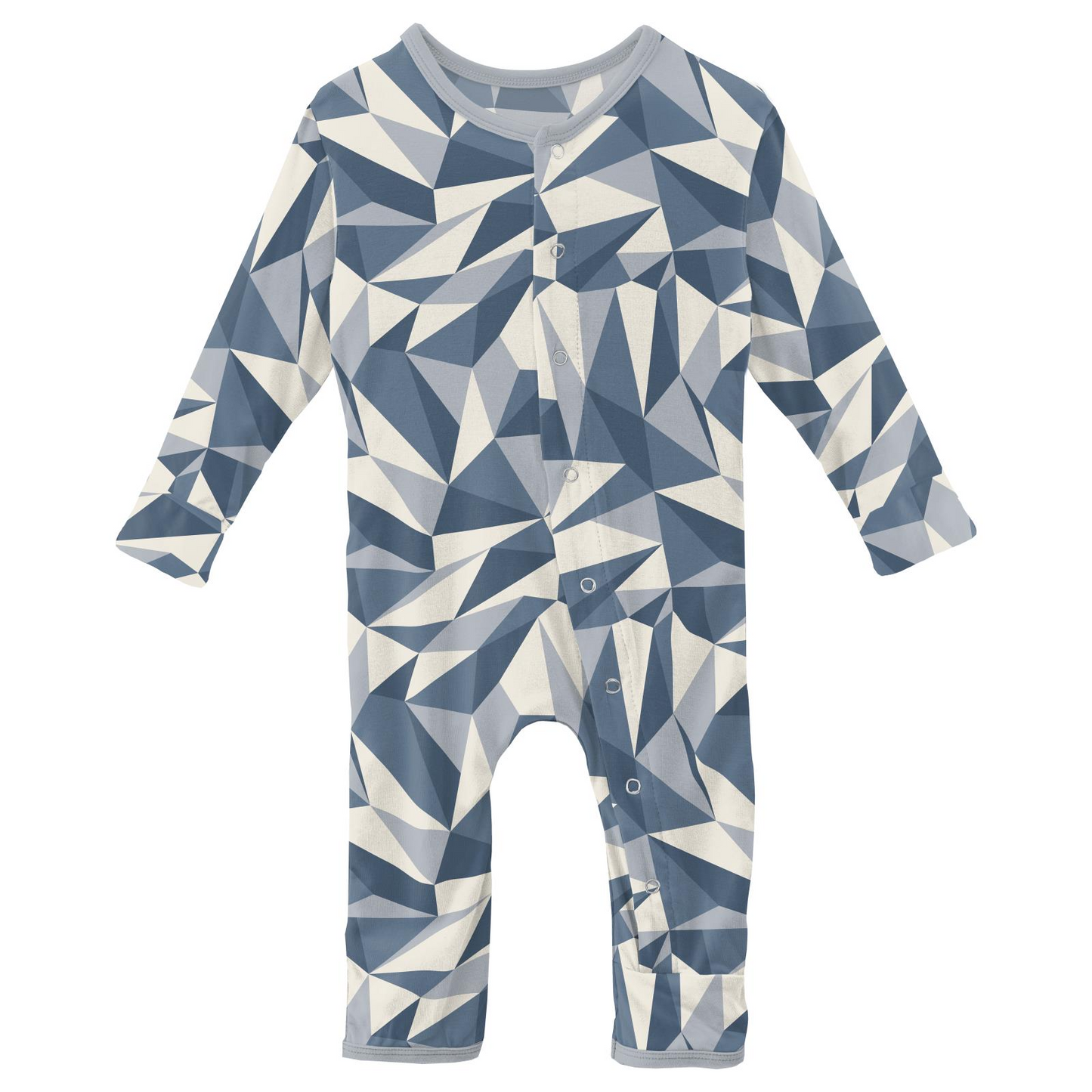 Print Coverall with Snaps: Winter Ice