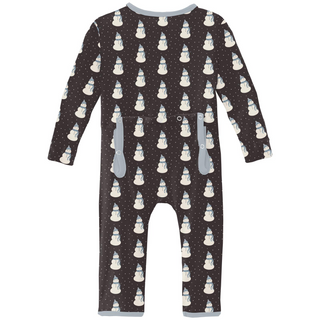 Print Coverall with Snaps: Midnight Tiny Snowman