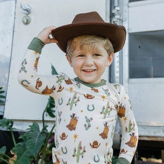 Cowboy Christmas Bamboo Two-Piece Pajama Set – Kids Christmas Pajamas