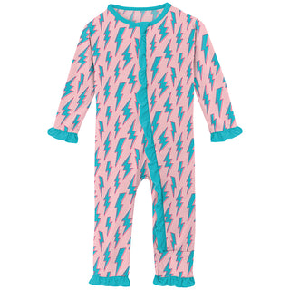 Print Classic Ruffle Coverall with Snaps: Lotus Lightning