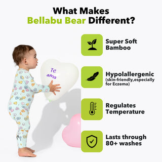 Bamboo Convertible Footie Candy Hearts Blue