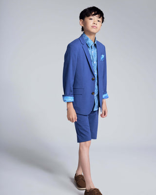 Canopy Blue Trouser Shorts – Boys Dress Shorts for Weddings, Easter & Special Occasions