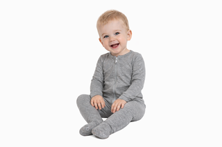 Bamboo Zipper Convertible Footie Heathered Gray