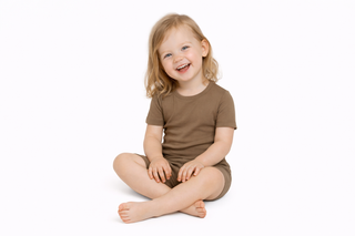 Bamboo Two Piece Short Sleeve & Shorts Pajama Set in Mossy Gold