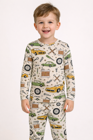 Little Mechanic Bamboo Two-Piece Pajama Set | Miller & Co.